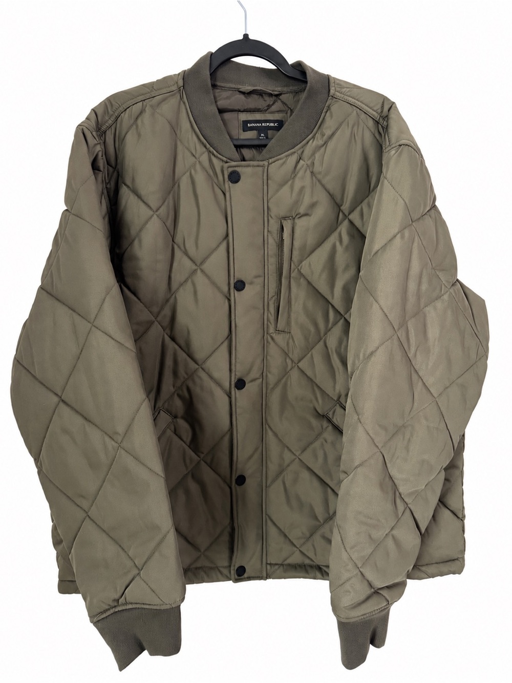 Banana Republic Men Olive Army Green Quilted Bomber Field Jacket Utility Coat XL